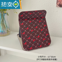 敬平大号复古化妆台式梳妆镜子公主镜折叠便携网红简约随身宿舍桌面女 咖色小号便携式用镜