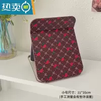 敬平大号复古化妆台式梳妆镜子公主镜折叠便携网红简约随身宿舍桌面女 咖色小号便携式用镜