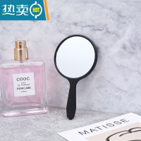 敬平手持镜ins风少女心学生宿舍美容美妆手柄便携随身便携梳妆小镜子 黑色[3个装小圆手持镜]便携式用镜