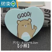 敬平折叠带梳子小镜子塑料随身化妆便携小号翻盖日式卡通小清新梳妆镜 浅蓝色便携式用镜