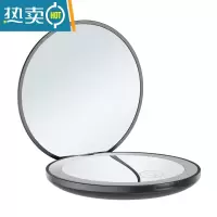 敬平便携随身小镜子led带灯补光USB充电2倍10倍放大折叠双面迷你圆形 黑色(2倍放大)送充电线 触摸开关可便携式用镜