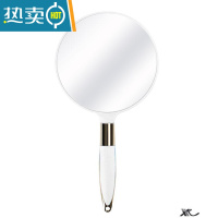 敬平欧式手持化妆镜便携镜子家用小型手拿手柄式高端女美容院高级感 欧式圆形-白色便携式用镜