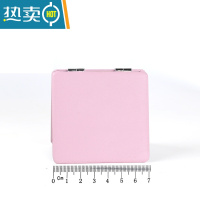 敬平pu皮质纯白色手拿化妆镜折叠便携小镜子精致随身圆镜方形简约皮镜 方形粉色7厘米便携式用镜