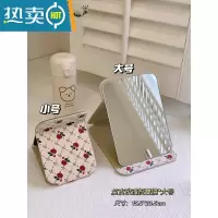 敬平复古皮质化妆镜台式桌面卧室梳妆镜便携学生宿舍家用随身折叠镜子 玫瑰折叠化妆镜*大号便携式用镜