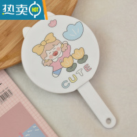 敬平创意小镜子梳子一体少女心化妆镜便携随身宿舍可爱手持网红梳妆镜 粉衣女孩便携式用镜