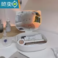 敬平可爱女化妆小清新手柄化妆镜美妆镜随身手持镜子高级小随身便携 白色收纳盒(白色猫)便携式用镜