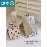 敬平复古皮质化妆镜台式桌面卧室梳妆镜便携学生宿舍家用随身折叠镜子 玫瑰折叠化妆镜*小号便携式用镜