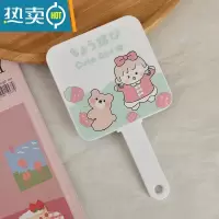 敬平创意小镜子梳子一体少女心化妆镜便携随身宿舍可爱手持网红梳妆镜 红蝴蝶结便携式用镜
