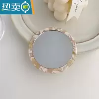 敬平ins风韩国时尚复古醋酸高颜值小镜子便携放包里圆随身化妆镜补妆 芋泥紫-6.5cm便携式用镜