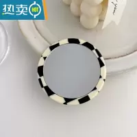 敬平ins风韩国时尚复古醋酸高颜值小镜子便携放包里圆随身化妆镜补妆 黑白格-6.5cm便携式用镜