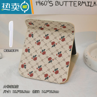 敬平ins风复古折叠镜子化妆镜学生宿舍办公室便携桌面台式小型梳妆镜 大号玫瑰花+涂鸦笔便携式用镜