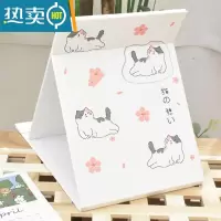 敬平小镜子ins风女心折叠小学生宿舍便携桌面可立台式大号梳妆化妆镜 白色樱花猫-347便携式用镜