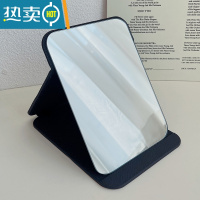 敬平折叠台式便携式镜子化妆镜高清学生宿舍公主女大小号桌面梳妆镜 圆角-特大号黑色 18cm*25.5cm便携式用镜