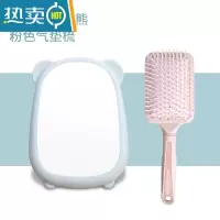 敬平便携化妆镜高清梳妆镜学生宿舍桌面折叠公主镜网红简约悬挂镜子 高清蓝色小熊款+粉色气垫梳便携式用镜