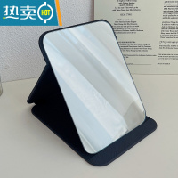 敬平折叠台式便携式镜子化妆镜高清学生宿舍公主女大小号桌面梳妆镜 圆角-大号黑色 15.5cm*21cm便携式用镜