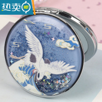 敬平韩国创意流沙化妆镜迷你翻盖随身便携式小镜子可爱少女心双面镜子 蓝浪鹤便携式用镜
