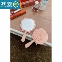 敬平高级玫瑰花朵~小号化妆镜ins风迷你手持补妆镜学生便携随身小镜子 奶粉*2便携式用镜
