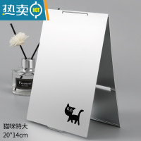 敬平化妆镜小镜子女折叠便携随身梳妆镜学生宿舍桌面台式翻盖男士超薄便携式用镜 猫咪特大-20*14cm