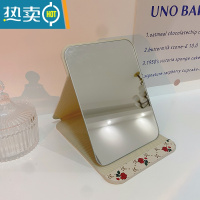 敬平随身便携公主镜皮质复古折叠镜卧室宿舍桌面台式化妆高清梳妆镜子便携式用镜 大号