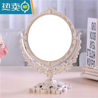 敬平台式化妆镜子 欧式镜子 双面梳妆镜 大号镜子 便携公主镜 新款便携式用镜 圆形(特大号/纳米色)