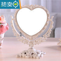 敬平台式化妆镜子 欧式镜子 双面梳妆镜 大号镜子 便携公主镜 新款便携式用镜 心形(大号/纳米色)