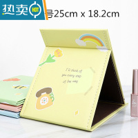 敬平可爱卡通大学生寝室桌面台式化妆镜超大女梳妆镜子纸折叠便携便携式用镜 荧光黄 DD小幸运-大号