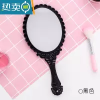 敬平复古宫廷风手柄化妆镜美容院专用纹绣镜便携随身手持手拿高清镜子便携式用镜 黑色--2个装