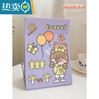 敬平台式化妆镜桌面可立大号卡通折叠镜子女便携宿舍学生纸镜随身梳妆便携式用镜 大号-小阿丸熊头