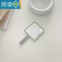 敬平ins韩风礼品方形镜子美妆手持化妆镜子随身方便携带镜女便携式用镜 浅绿 9cm*16cm
