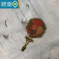 敬平手持镜子带柄香云纱手工布艺便携桌面可立中式复古折叠随身小镜子便携式用镜 5