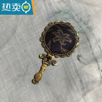 敬平手持镜子带柄香云纱手工布艺便携桌面可立中式复古折叠随身小镜子便携式用镜 17