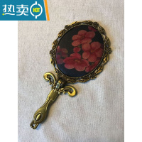 敬平手持镜子带柄香云纱手工布艺便携桌面可立中式复古折叠随身小镜子便携式用镜 14