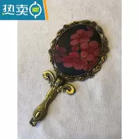 敬平手持镜子带柄香云纱手工布艺便携桌面可立中式复古折叠随身小镜子便携式用镜 14