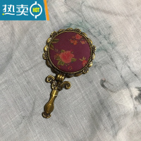 敬平手持镜子带柄香云纱手工布艺便携桌面可立中式复古折叠随身小镜子便携式用镜 11