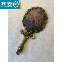 敬平手持镜子带柄香云纱手工布艺便携桌面可立中式复古折叠随身小镜子便携式用镜 16