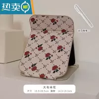 敬平复古折叠化妆镜宿舍学生随身便携大号办公室桌面台式卧室梳妆镜子便携式用镜 玫瑰镜子大号+白色涂鸦笔