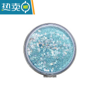 敬平网红少女心小镜子随身化妆镜小号可爱便携折叠宿舍学生手持双面镜便携式用镜 圆形蓝色