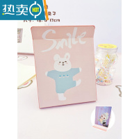 敬平镜子化妆镜折叠台式pu皮便携随身高清学生宿舍女大小号桌面梳妆镜便携式用镜 纸质小号全面镜-粉兔