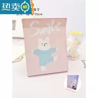 敬平镜子化妆镜折叠台式pu皮便携随身高清学生宿舍女大小号桌面梳妆镜便携式用镜 纸质小号全面镜-粉兔
