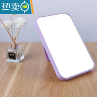 敬平木质台式化妆镜子高清便携梳妆镜学生宿舍个性网红ins大号桌面镜便携式用镜 北欧粉大号