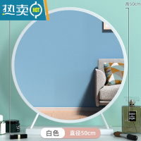 敬平大号台式桌面化妆镜led带灯宿舍学生ins风梳妆台卧室网红补光圆镜便携式用镜 白色 厚重金属款50CM[高清银镜,无