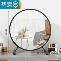 敬平大号台式桌面化妆镜led带灯宿舍学生ins风梳妆台卧室网红补光圆镜便携式用镜 黑色40CM 升级金属款[可调节高清银