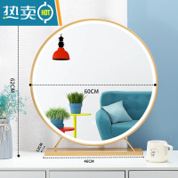 敬平带led灯化妆镜台式桌面学生大号梳妆镜子宿舍网红补光ins圆镜同款便携式用镜 店长推荐⭐金色60CM[带LED灯/三