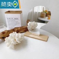 敬平网红不规则镜子ins风异形梳妆镜女拍照宿舍复古台式桌面镜化妆镜便携式用镜 不规则月亮*2[白板笔]