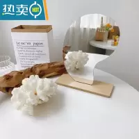 敬平网红不规则镜子ins风异形梳妆镜女拍照宿舍复古台式桌面镜化妆镜便携式用镜 不规则月亮*2[白板笔]