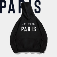 梅西大巴黎同款PARIS印花连帽卫衣宽松圣日耳曼周边球迷衣服外套