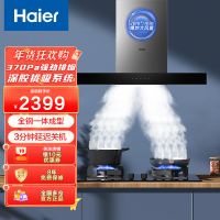 Haier海尔欧式平吸式油烟机 家用20m³大吸力不锈钢机身低噪音延时自动关闭触控面板抽油烟机CXW-219-T2901