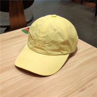 帽子女夏季薄款速干布棒球帽男韩版字母刺绣鸭舌帽亮色情侣遮阳帽 黄色 可调节