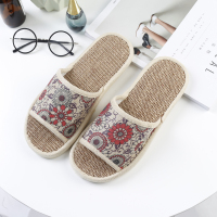 亚麻拖鞋女夏季新款四季居家室内拖鞋男家用棉麻防滑软底情侣拖鞋 女飞轮—红色 女24cm(适合35-36码)