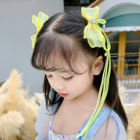 儿童发夹女夏季女童古风蝴蝶结发卡发饰小公主假发辫头饰汉服配饰 黄色水钻蝴蝶结对夹